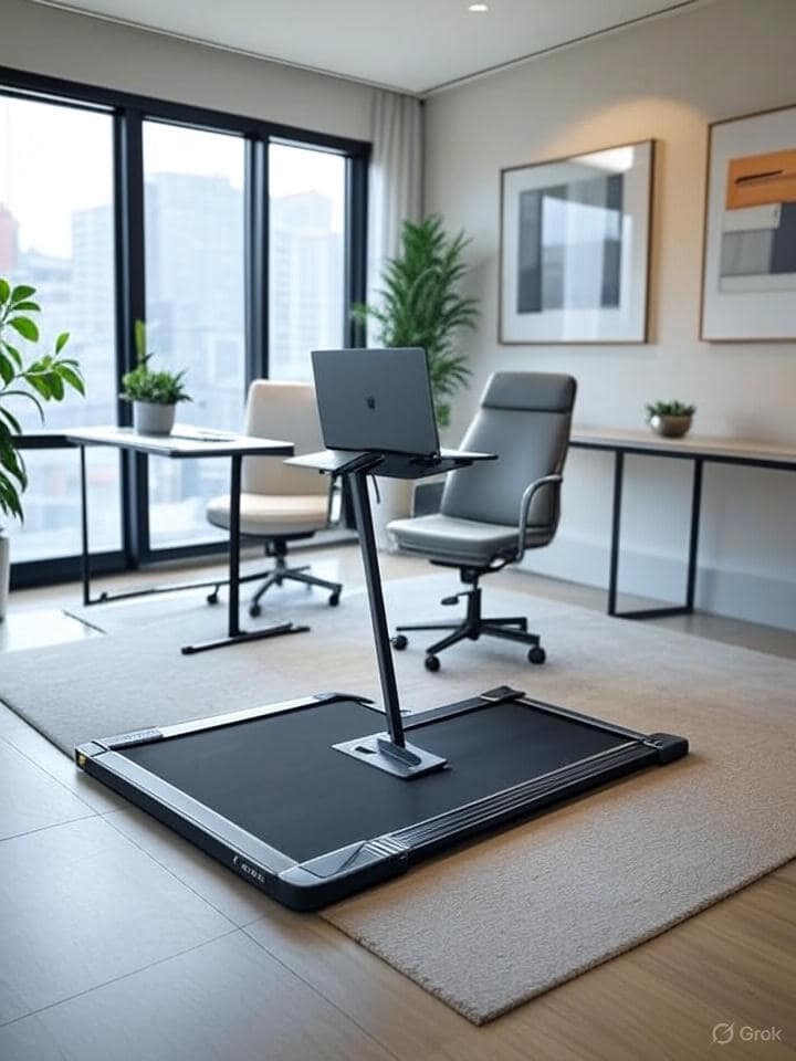 Modern home office with a laptop